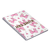 Custom Name Pencil Coquette Bow  Notitieboek (Rechterzijde)