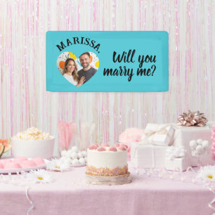 Custom Name Photo Heart Wil je met me trouwen Spandoek