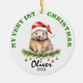Custom Name & Photo Keepsake with Cute Aus Wombat Keramisch Ornament (Voorkant)