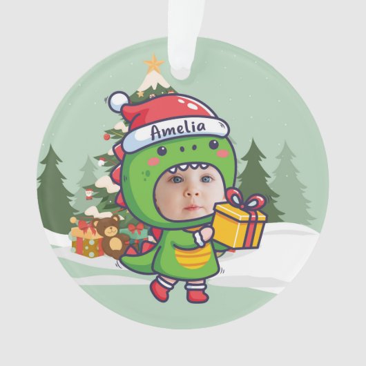 Custom name + photo message me-Christmas Ornament (devant)