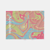 Custom Name Pink and Green Marble Fleece Blanket (Voorkant (Horizontaal))