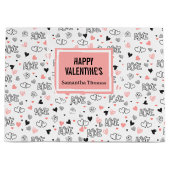 Custom Name Pink Black Hearts Classic Gift Wrap  Groot Cadeauzakje (Voorkant)