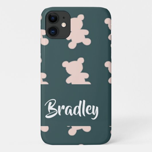 Custom name pink teddy bear silhouette Case-Mate iPhone case (Achterkant)