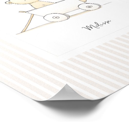 Custom Name Poster - Cute Bear in Pull Wagon (Coin)