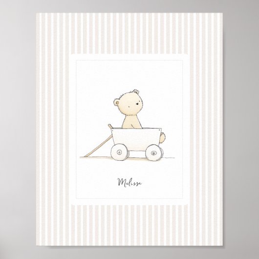 Custom Name Poster - Cute Bear in Pull Wagon (Devant)