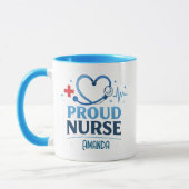 Custom Name Proud Nurse Coffee Mug Gift (Gauche)