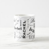 Custom Name Rachel Black White Coffee Mug (Centre)