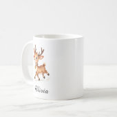 Custom Name Reindeer Coffee Mug - Personalized Koffiemok (Voorkant links)