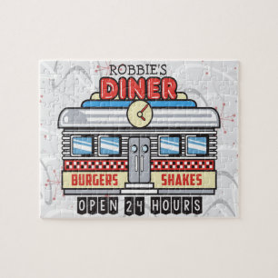 Custom NAME Retro 50s Diner Sign Fifties Atomic Legpuzzel