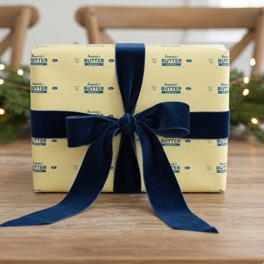 Custom Name Retro Stick of Butter Funny Foodie Cadeaupapier