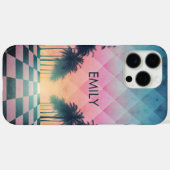 Custom Name Retro Synthwave Sunset Palm Trees Case-Mate iPhone Case (Achterkant (horizontaal))