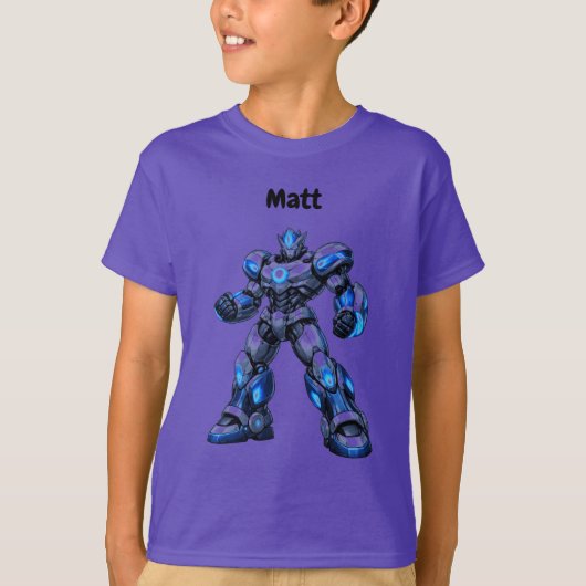 Custom Name Robot Kids Birthday T-Shirt Gift (Devant)