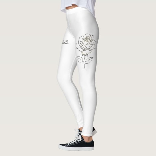 Custom Name Rose Floral Leggings - Personalized Is (Gauche)