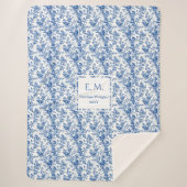 Custom Name Royal Blue Toile de Jouy Throw Blanket (Voorkant)