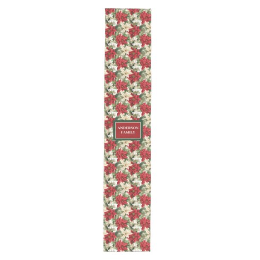 Custom Name Runner Chic Red Green Holiday Look Medium Tafelloper (Voorkant)