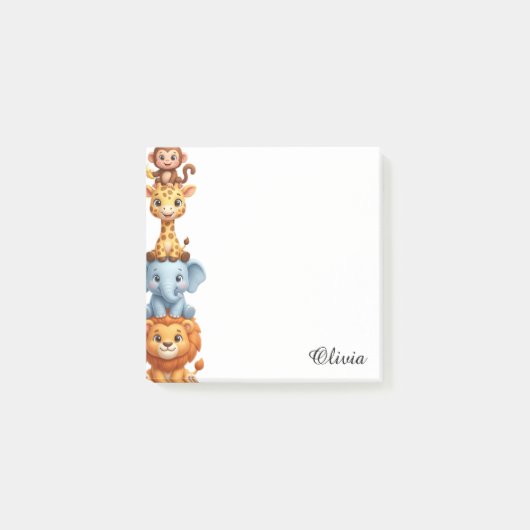 Custom Name Safari Animals Personalized Jungle Post-it® Notes (Voorkant)