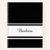Custom Name Script Zwart/Wit Kantoor Gift Journal Notitieboek (Voorkant)