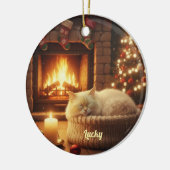 Custom Name Sleeping Cat Christmas Ornament (Links)