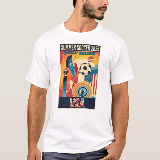 Custom Name Summer 2026 Soccer Fan Retro T-Shirt (Devant)