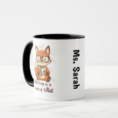 Custom Name Teacher Appreciation Mug - Cute Fox (Devant gauche)