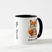 Custom Name Teacher Appreciation Mug - Cute Fox (Devant droit)