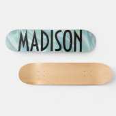 Custom Name Teal Opal Skateboard (Horz)