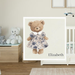 Custom Name Teddy Bear Girl Baby Shower Servet