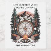 Custom Name & Text Camping Wijn Etiket (Enkel label)