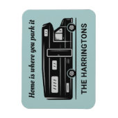 Custom name, text & color Camper Van Magneet (Verticaal)