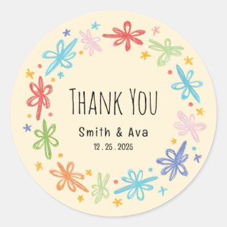 Custom Name Thank You Classic Round Sticker