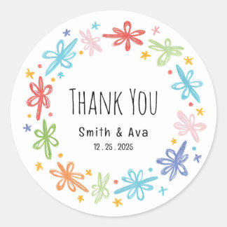 Custom Name Thank You Classic Round Sticker