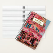 Custom Name/title Notebook – Pink Flower Café Notitieboek (Binnen)