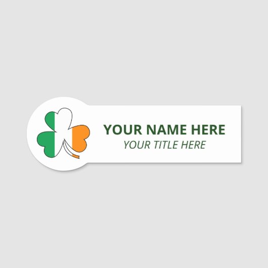 Custom Name & Title St Patrick's Day Shamrock Naamplaatje (Voorkant)