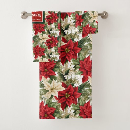 Custom Name Towels Christmas Wreath Accent Bad Handdoek (Insitu)