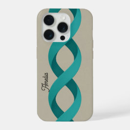 Custom Name Turquoise Spiral Bands iPhone 15 Pro Hoesje