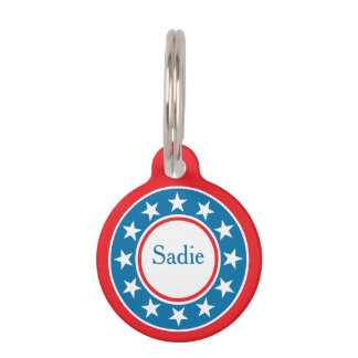 Custom Name USA Flag Stars Stripes Pet ID Tag Huisdierpenning