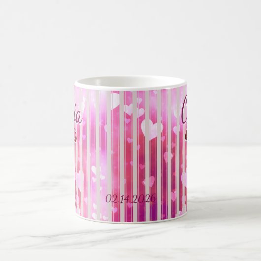 Custom Name Valentine Mug | Personalized Pink Hear (Centre)