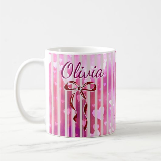 Custom Name Valentine Mug | Personalized Pink Hear (Gauche)