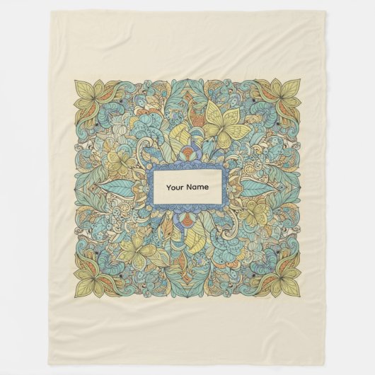 Custom Name Vibrant Zentangle Fleece Blanket (Voorkant)