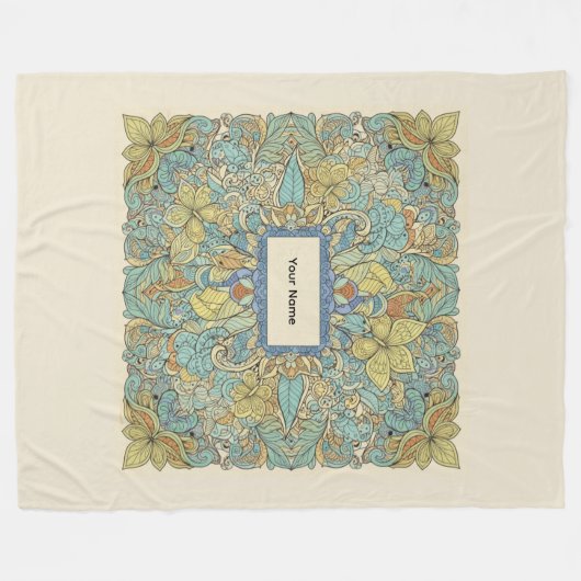 Custom Name Vibrant Zentangle Fleece Blanket (Voorkant (Horizontaal))