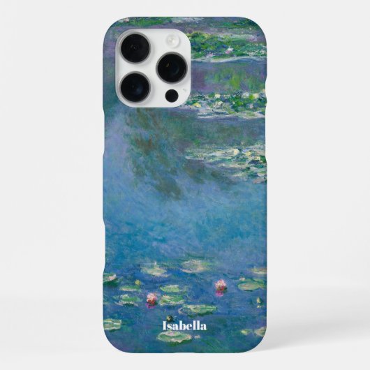 Custom Name Water Lilies by Claude Monet iPhone Hoesje (Achterkant)