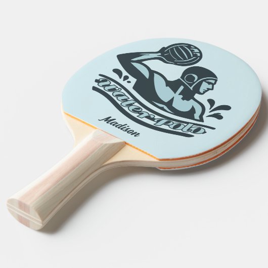 Custom Name Water Polo Tafeltennisbatje (Voorkant Gekanteld)