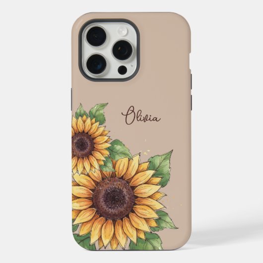 Custom Name Watercolor Sunflower Rustic (Verso)