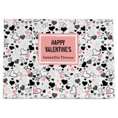 Custom Name Wedding Heart Sketch Gift Wrapping Bag Groot Cadeauzakje (Voorkant)