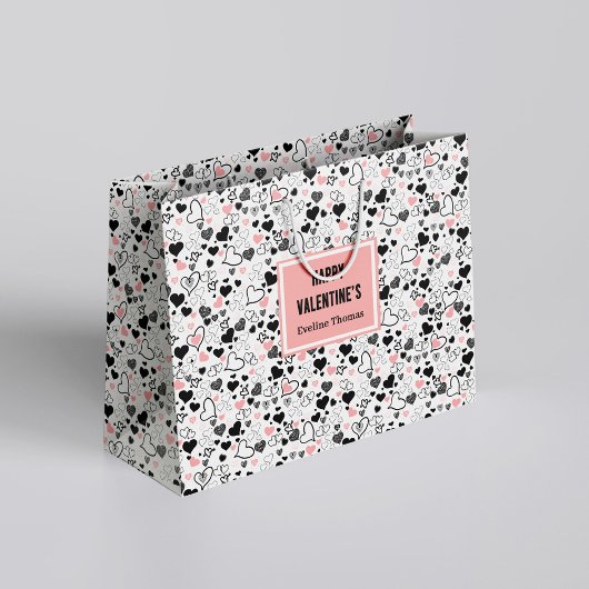 Custom Name Wedding Heart Sketch Gift Wrapping Bag Groot Cadeauzakje