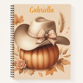 Custom name Western themed hat, pumpkin  Notitieboek