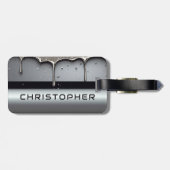Custom Name With Dripping Liquid Metal Bagagelabel (Achterkant horizontaal)