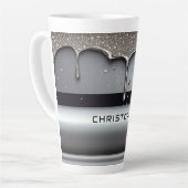 Custom Name With Dripping Liquid Metal Latte Mok (Linkerhoek)