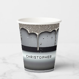 Custom Name With Dripping Liquid Metal Papieren Bekers