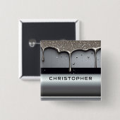 Custom Name With Dripping Liquid Metal Vierkante Button 5,1 Cm (Voorkant /achterkant)